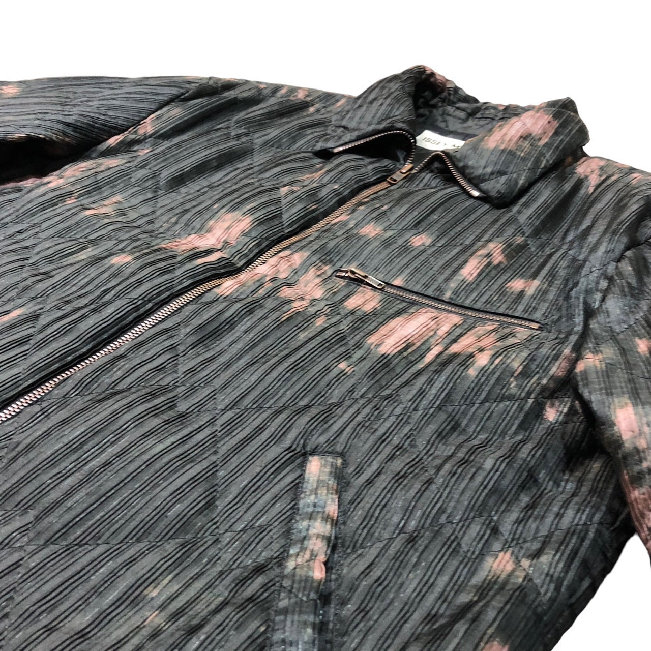 ISSEY MIYAKE(イッセイミヤケ) 98AW Vintage bleached quilted pleated jacket/ヴィンテージ脱色加工キルティングプリーツジャケット/90年代/アーカイブ IM84-FD924 SIZE M ブラック×パープル