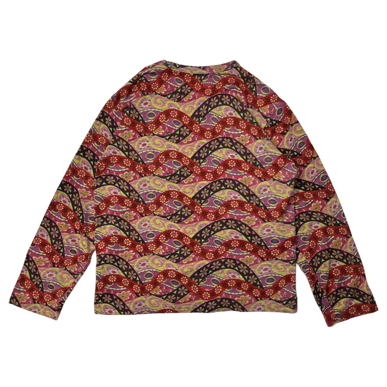 COMME des GARCONS HOMME PLUS(コムデギャルソンオムプリュス) 01AW Flower pattern wool cut and sew フラワー パターン ウール 長袖 カットソー Tシャツ PC-T025 表記無し(M~L程度) ピンク×レッド AD2001