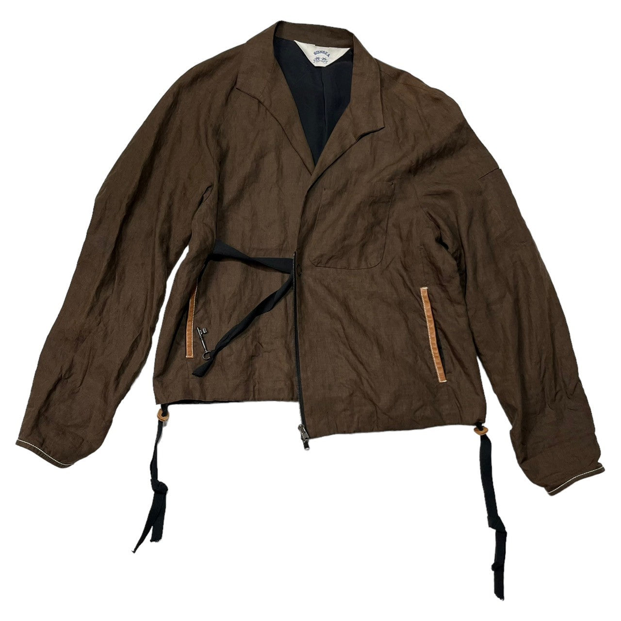 SUNSEA(サンシー) 19SS LINEN BLOUSON リネン ブルゾン ジャケット カーディガン 19S32 SIZE 3(L) ブラウン