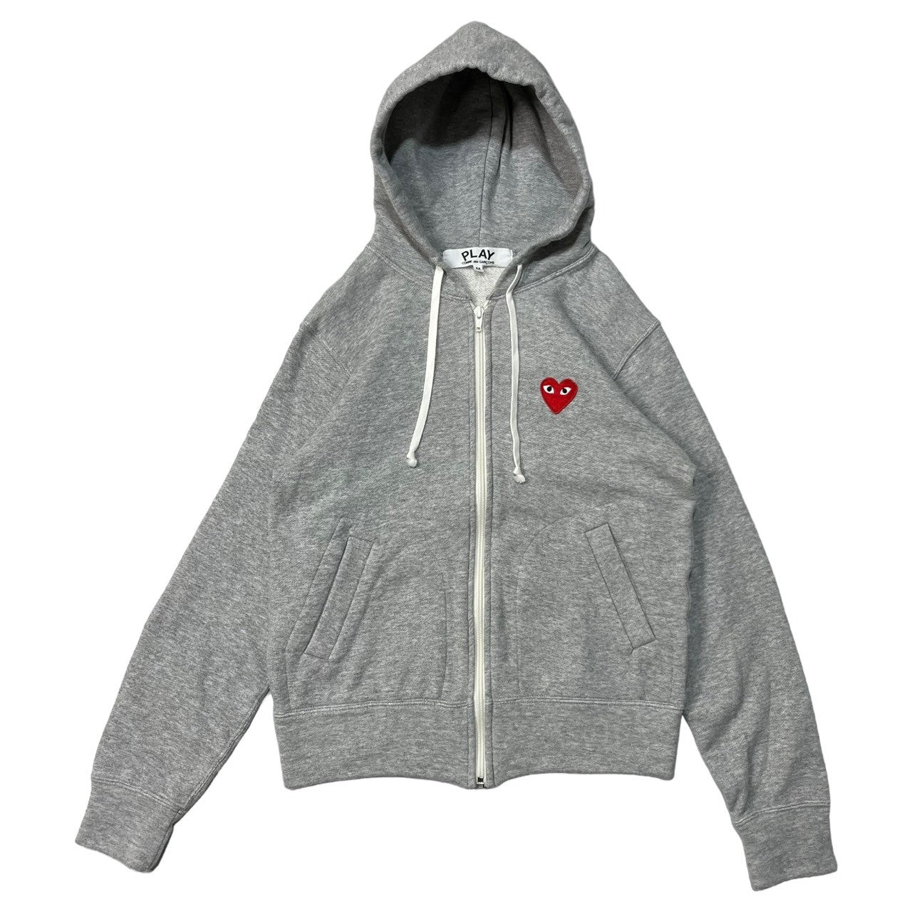 PLAY COMME des GARCONS(プレイコムデギャルソン) ZIP UP HOODIE ハート ロゴ ジップ パーカー フーディー AZ-T167 M ライトグレー AD2016/12