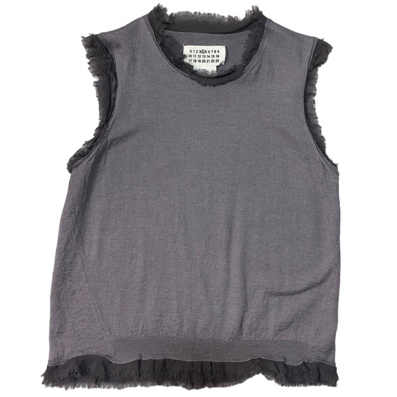 MAISON MARGIELA(メゾンマルジェラ) 18SS sleeveless wool knit sew フリンジ ノースリーブ ウール ニット カットソー S51HS0645 XL パープル