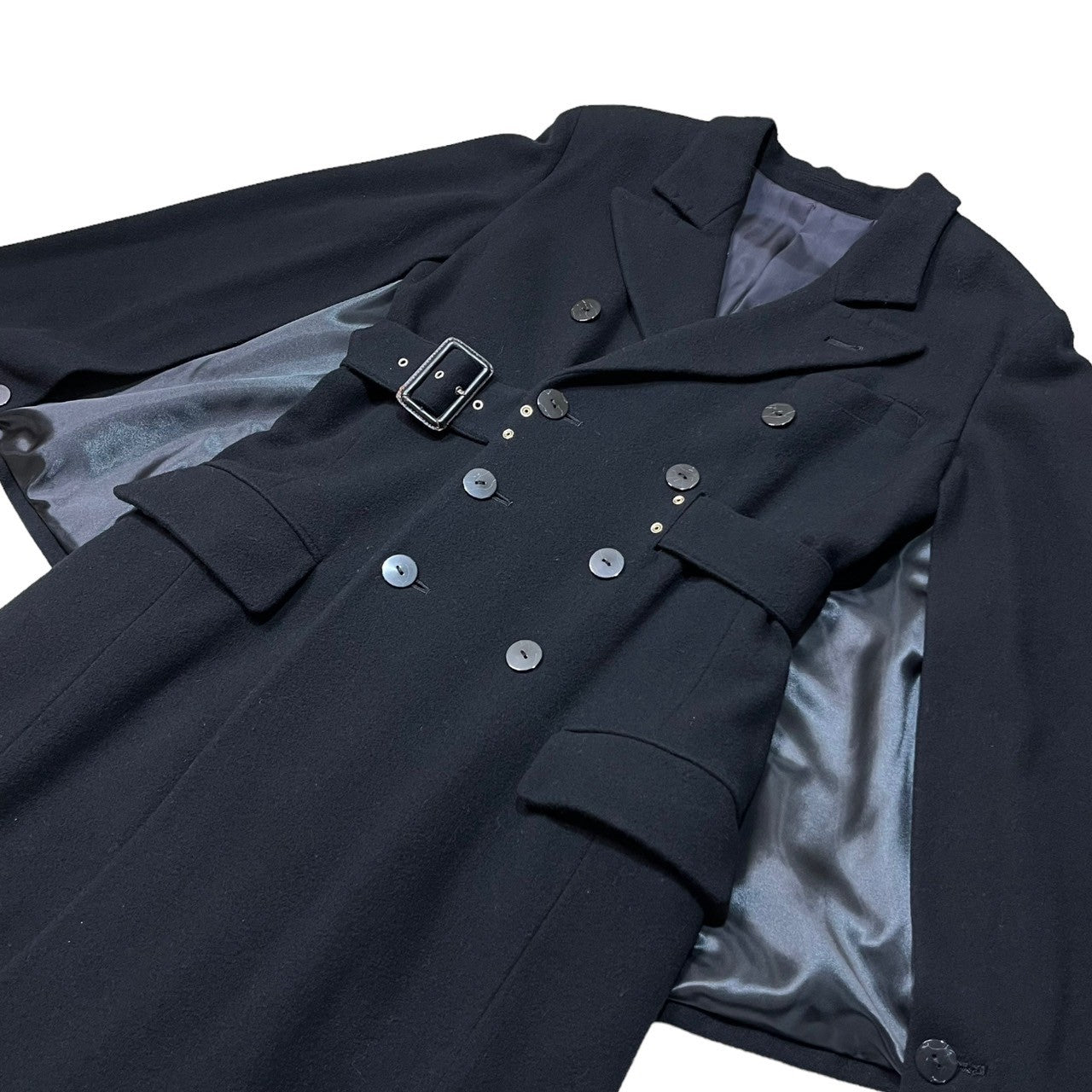 Jean Paul GAULTIER FEMME(ジャンポールゴルチエファム) 90’s ~ 00's double-breasted cloak wool long coat ダブル チェスター マント ウール スーパー ロング コート 570-5.CO.YG.SA.1424 40(L程度) ブラック archive アーカイブ