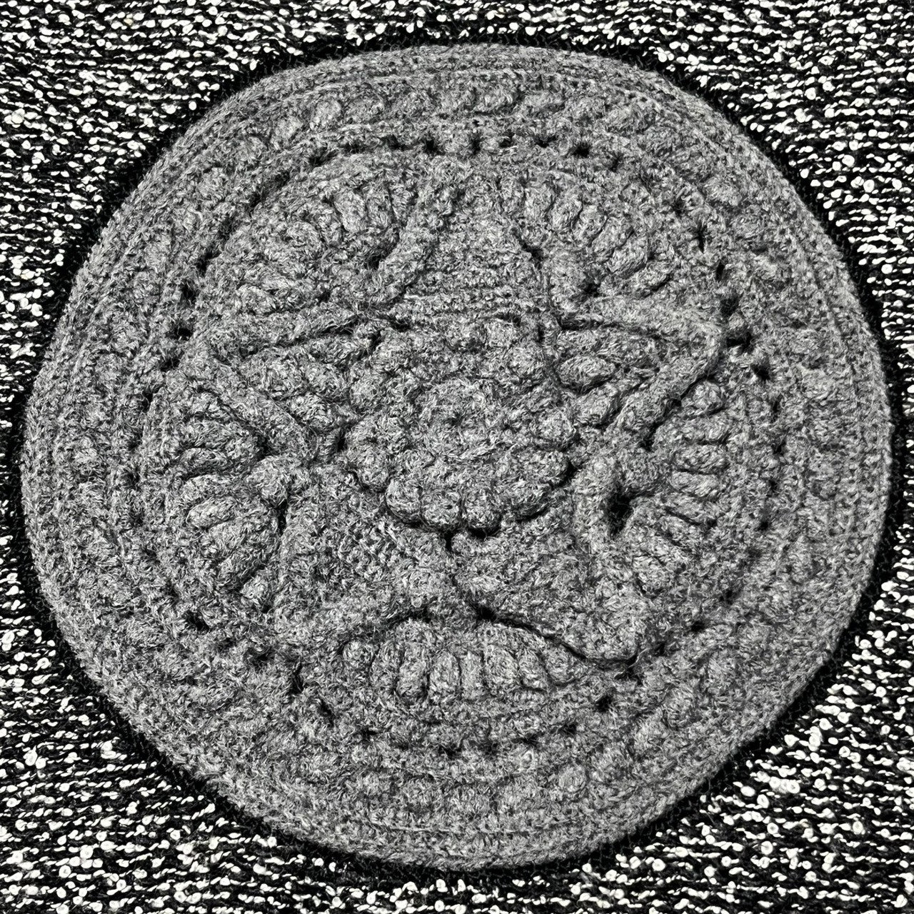 YOSHIYUKI KONISHI(ヨシユキコニシ) 80's ~ 90's Hexagram wool knit 六芒星 ウール ブレンド クルーネック ニット 表記無し(XL程度) グレー×ブラック FICCE UOMO フィッチェ 80年代 ~ 90年代 ドン小西