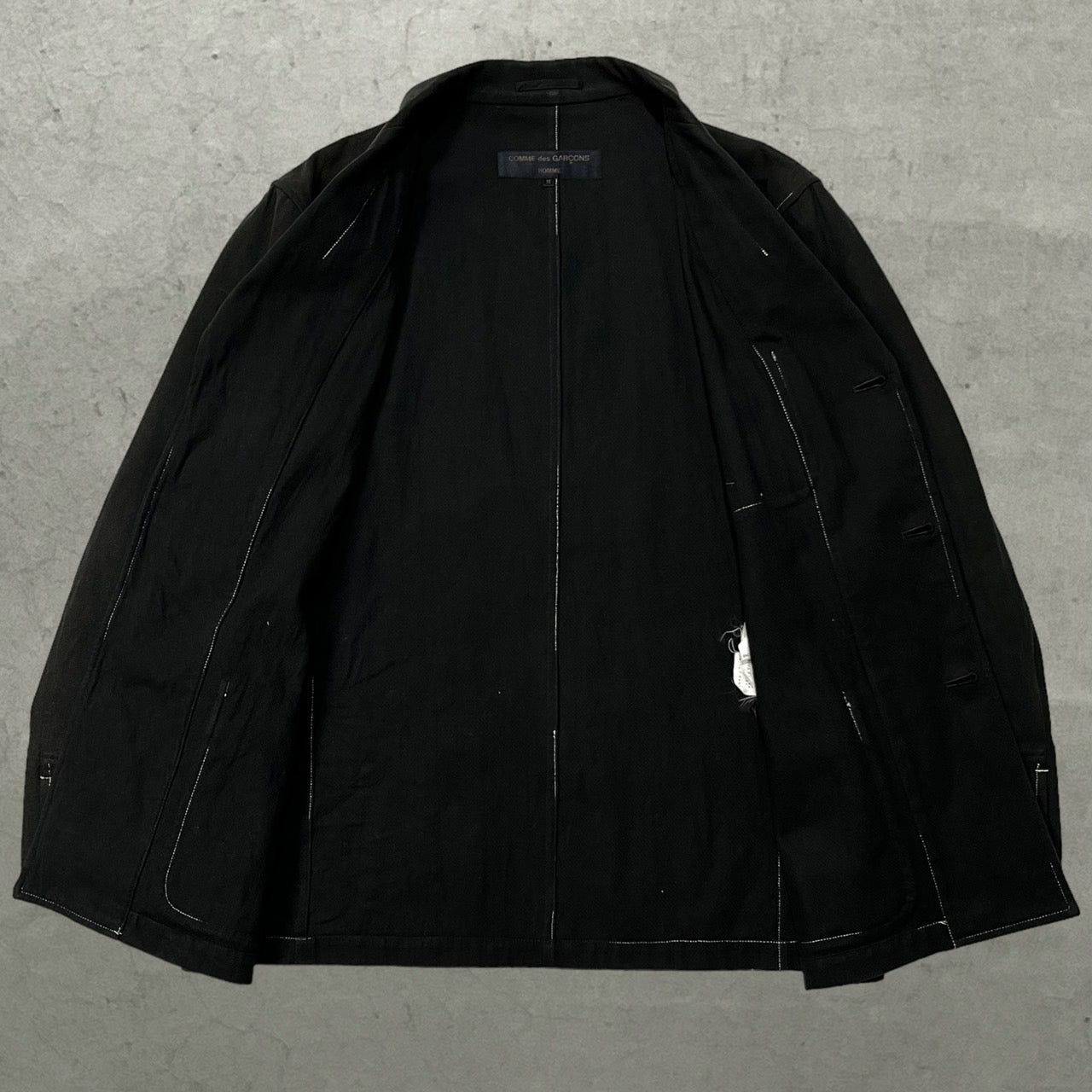 COMME des GARCONS HOMME(コムデギャルソンオム) 98AW white stitch tailored jacket/ホワイトステッチテーラードジャケット/田中啓一/90S/90年代/ヴィンテージ HJ-04018M SIZE M ブラック×ホワイト AD1998 田中オム