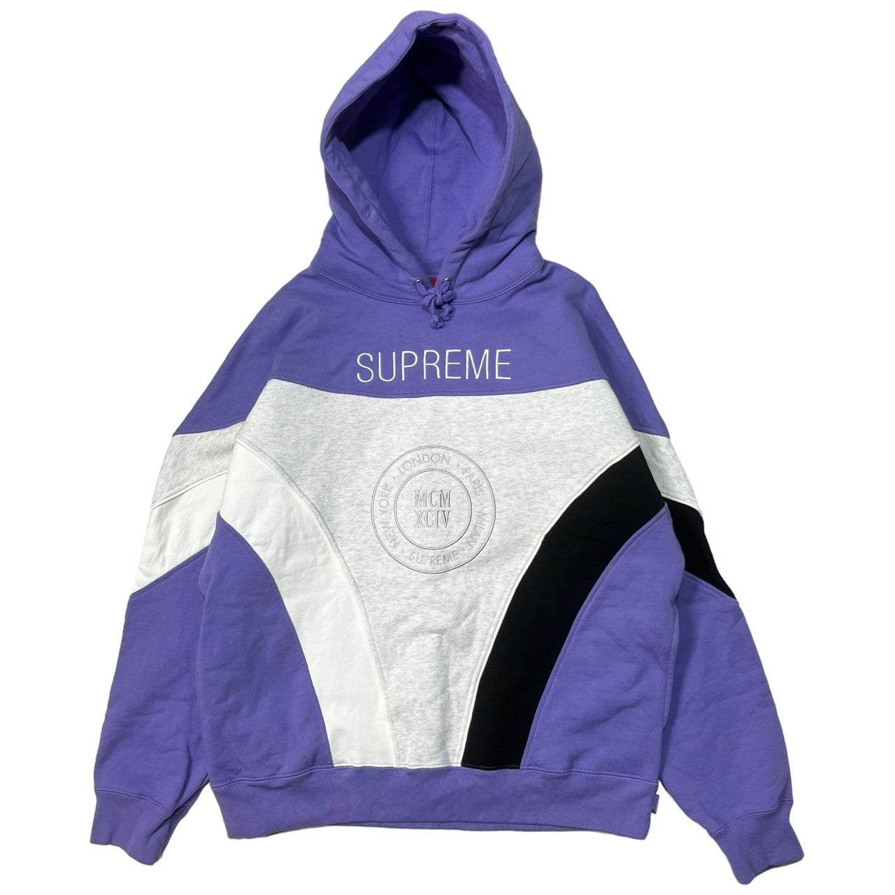 SUPREME(シュプリーム) 20SS Milan Hooded Sweatshirt ロゴ フーディー プルオーバー パーカー M パープル×ライトグレー×ブラック MCM XCIV
