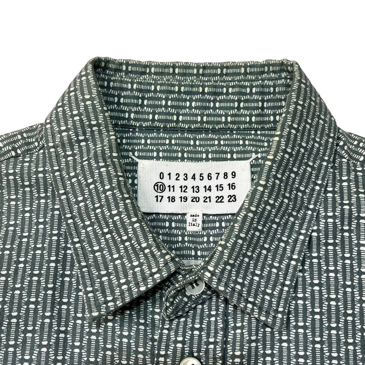 Maison Martin Margiela(メゾン マルタンマルジェラ) 13AW All-over pattern regular collar shirt 総柄 レギュラーカラー シャツ S30DL0244 44(S程度) グリーン×ホワイト