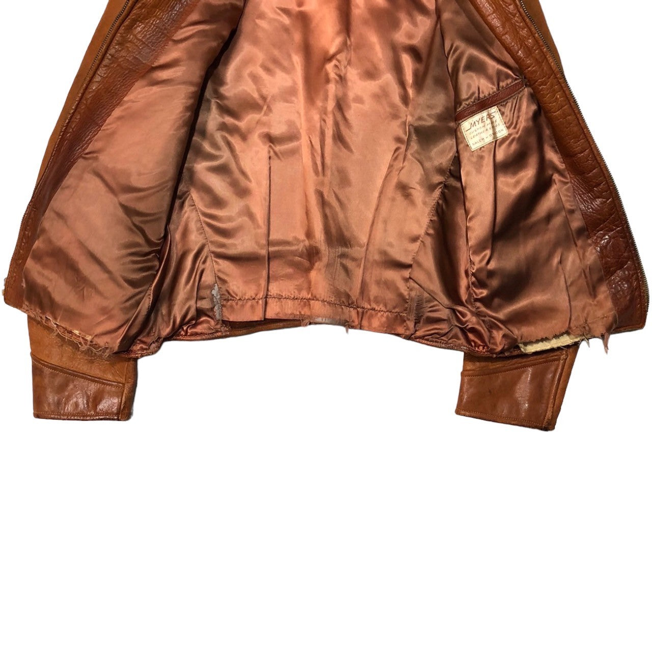MYERS(メイヤーズ) ~50’s DEER SKIN SPORTS JACKET ヴィンテージ レザー ジャケット 表記無し(M程度) ブラウン TALON ジップ 50年代 以前
