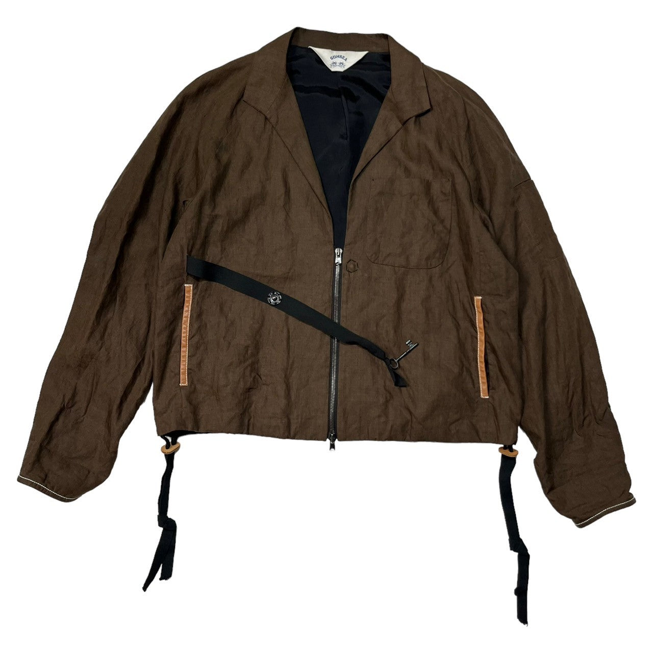 SUNSEA(サンシー) 19SS LINEN BLOUSON リネン ブルゾン ジャケット カーディガン 19S32 SIZE 3(L) ブラウン