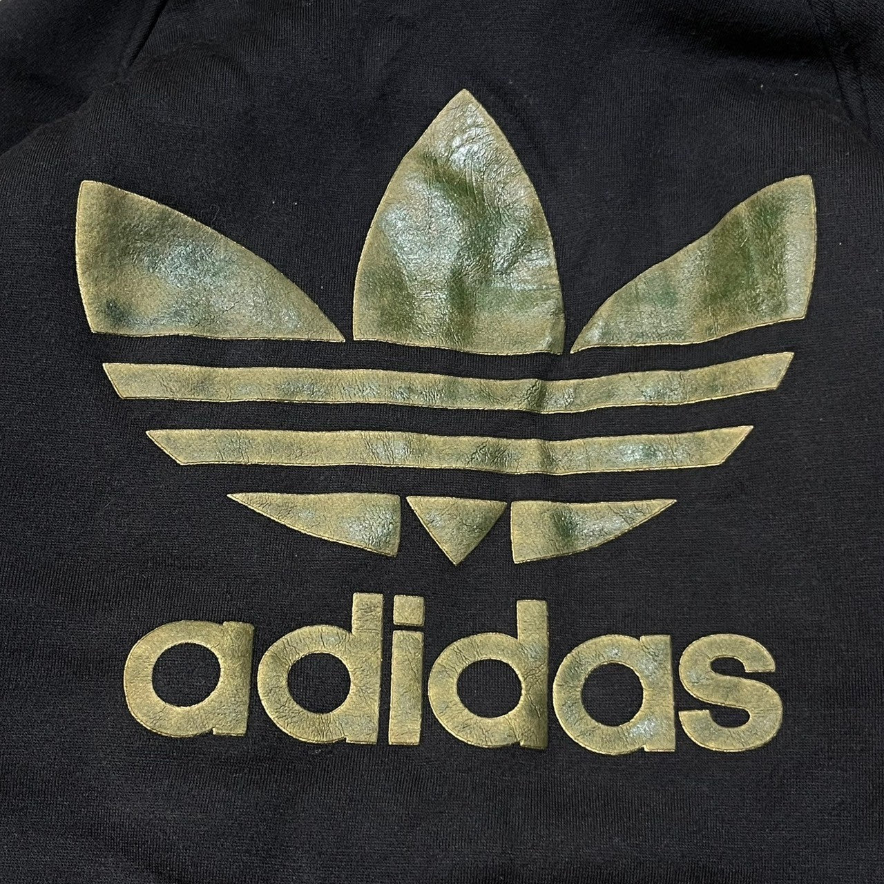 adidas(アディダス) 80's ~ 90's Logo oversized boa hoodie ロゴ刺繍 裏ボア オーバーサイズ ジップ パーカー ASC-5102 160(メンズXL程度) ブラック 80年代 ~ 90年代 デサント製