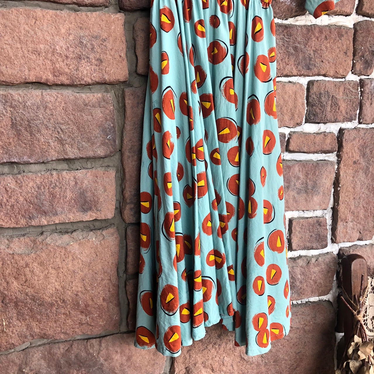 VINTAGE(ヴィンテージ) ヴィンテージ総柄ワンピース 表記なし(Mサイズ程度) ブルー