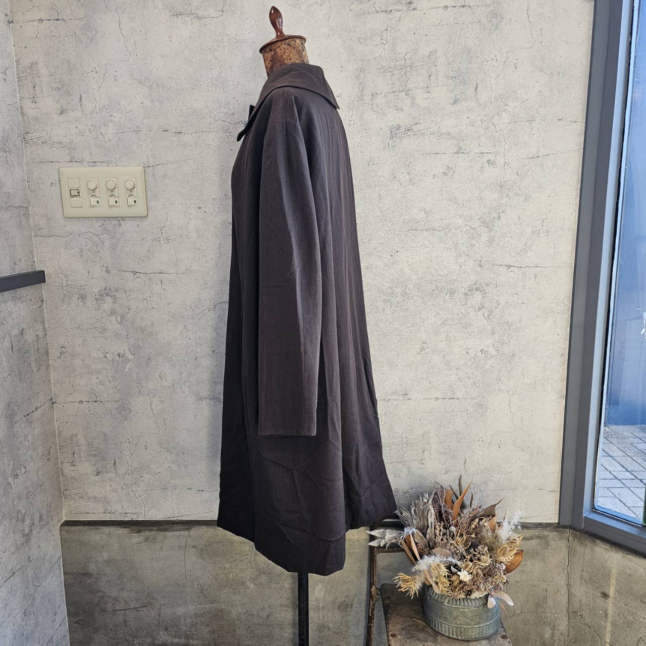 Euro Vintage(ヨーロッパヴィンテージ) Round_big big bid roundbutton stainless steel collar coat / ビッグボタンステンカラーコート 表記なし(Mサイズ程度) ブラウン