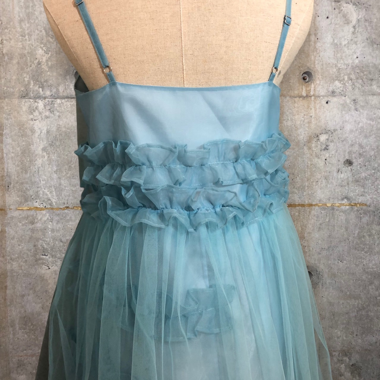 CEREAL(シリアル) 23SS JERRYFISH DRESS/ジェリーフィッシュ/フリルチュールキャミソールティアードワンピース c23105 FREE サックスブルー 完売品