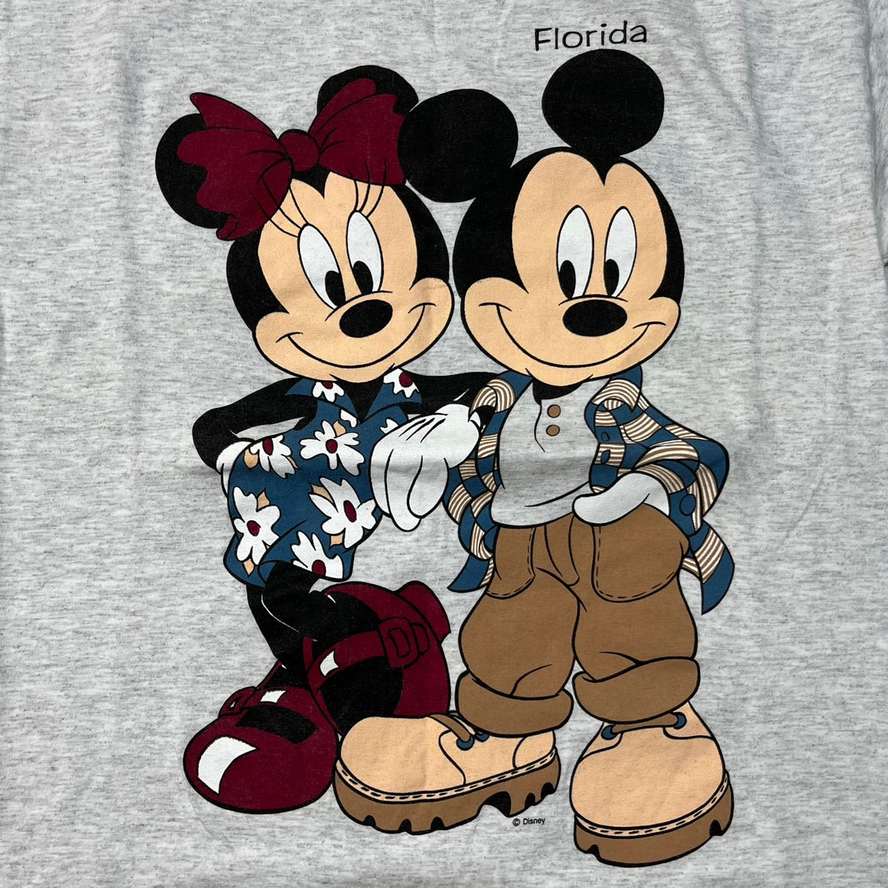 VINTAGE(ヴィンテージ) 90's Disney Mickey & Minnie Florida T-Shirt/90年代/ミッキー/ミニー/ディズニー/Tシャツ SIZE M グレー SHERRY'S BESTボディ