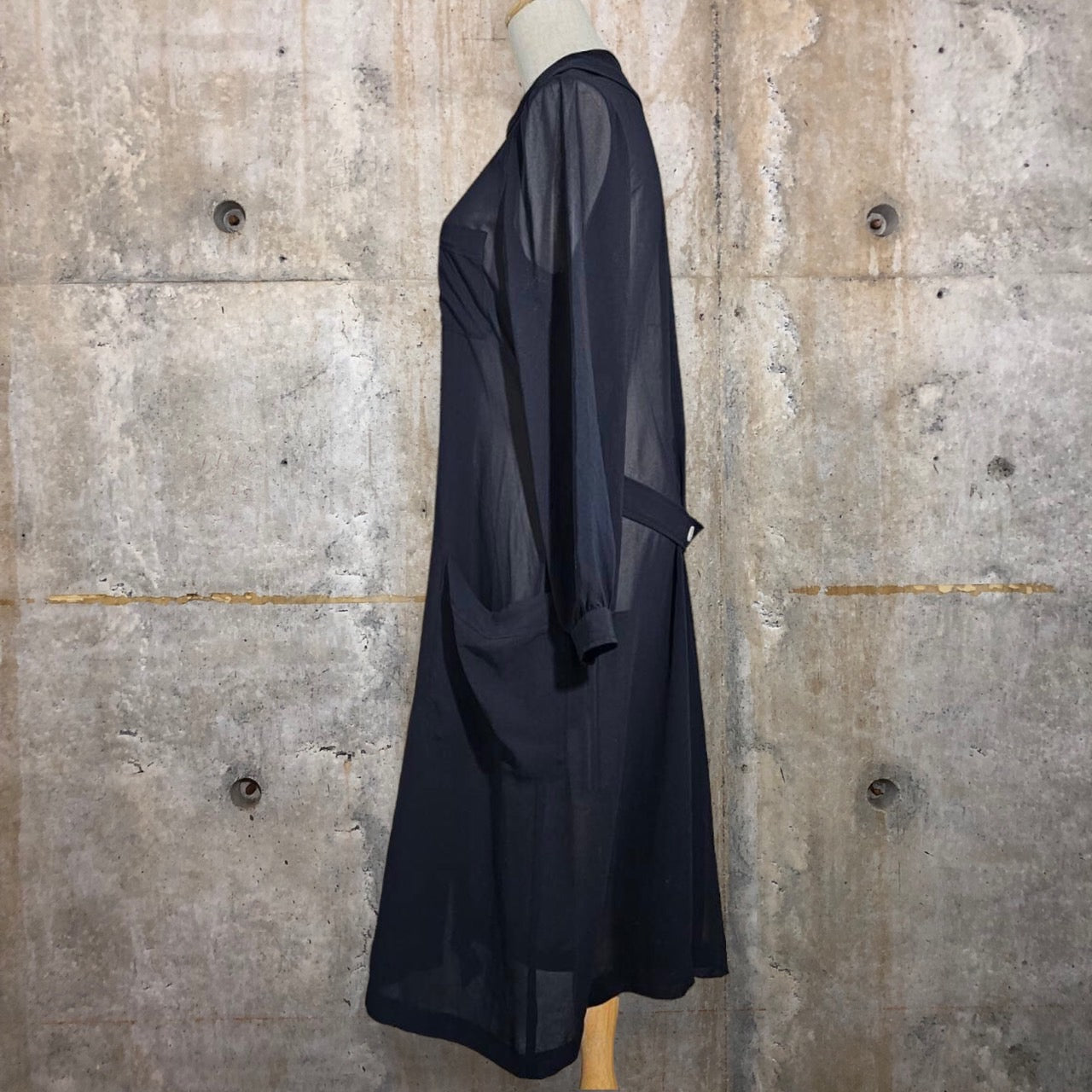 robe de chambre COMME des GARCONS(ローブドシャンブルコムデギャルソン) 90's See-through long coat/シースルーロングコート/ワンピース/川久保玲 RO-100080 SIZE FREE ブラック AD1994