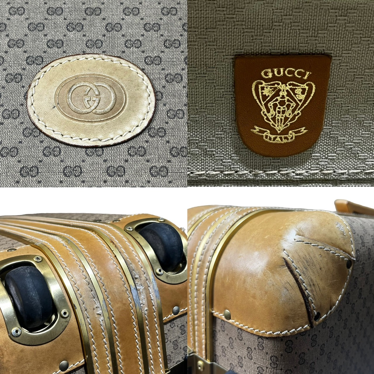 GUCCI(グッチ) vintage GG trunk case/ヴィンテージトランクケース/キャリーケース/旅行鞄 ベージュ 推定70年代~80年代/稀少
