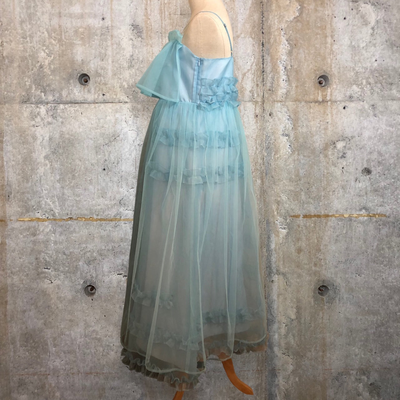 CEREAL(シリアル) 23SS JERRYFISH DRESS/ジェリーフィッシュ/フリルチュールキャミソールティアードワンピース c23105 FREE サックスブルー 完売品