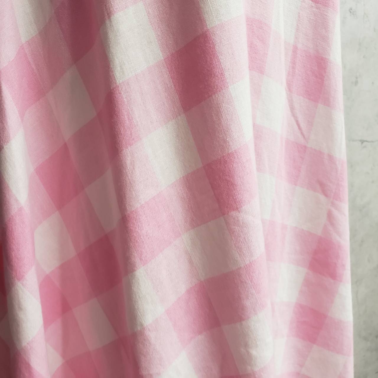 Euro Vintage(ヨーロッパヴィンテージ) Tail_チェックのレースリボンワンピース 表記なし(Mサイズ程度) ピンク