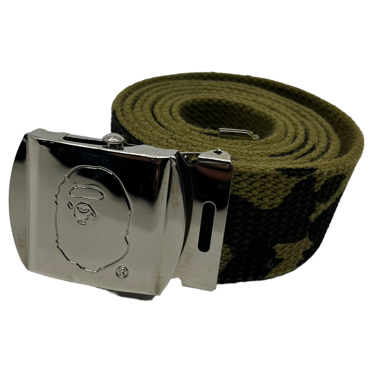 A BATHING APE(アベイシングエイプ) 90's ロゴバックルカモフラガチャベルト オリーブ