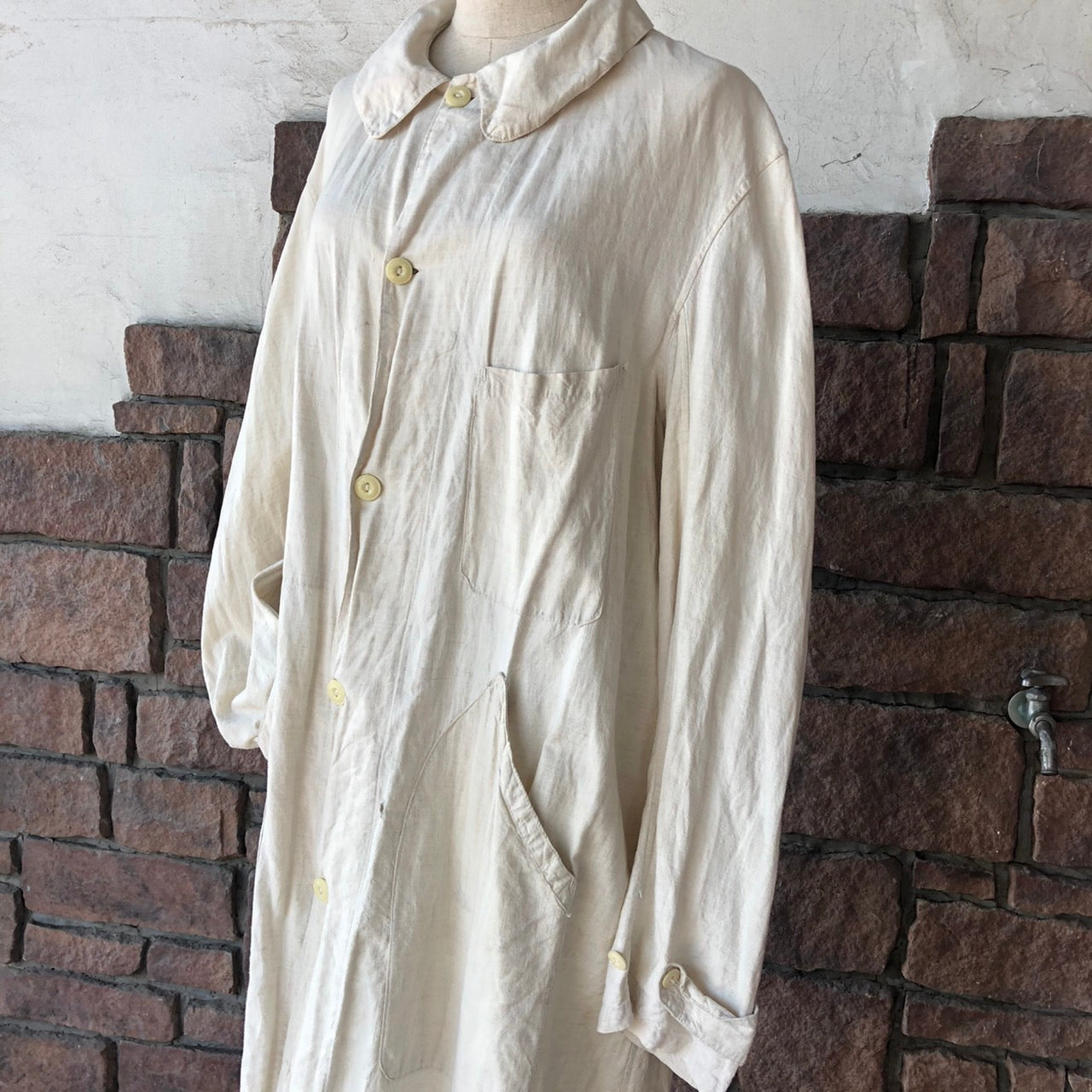 VINTAGE(ヴィンテージ) コットンリネンフレンチエンジニアコート 表記なし(Lサイズ程度) アイボリー