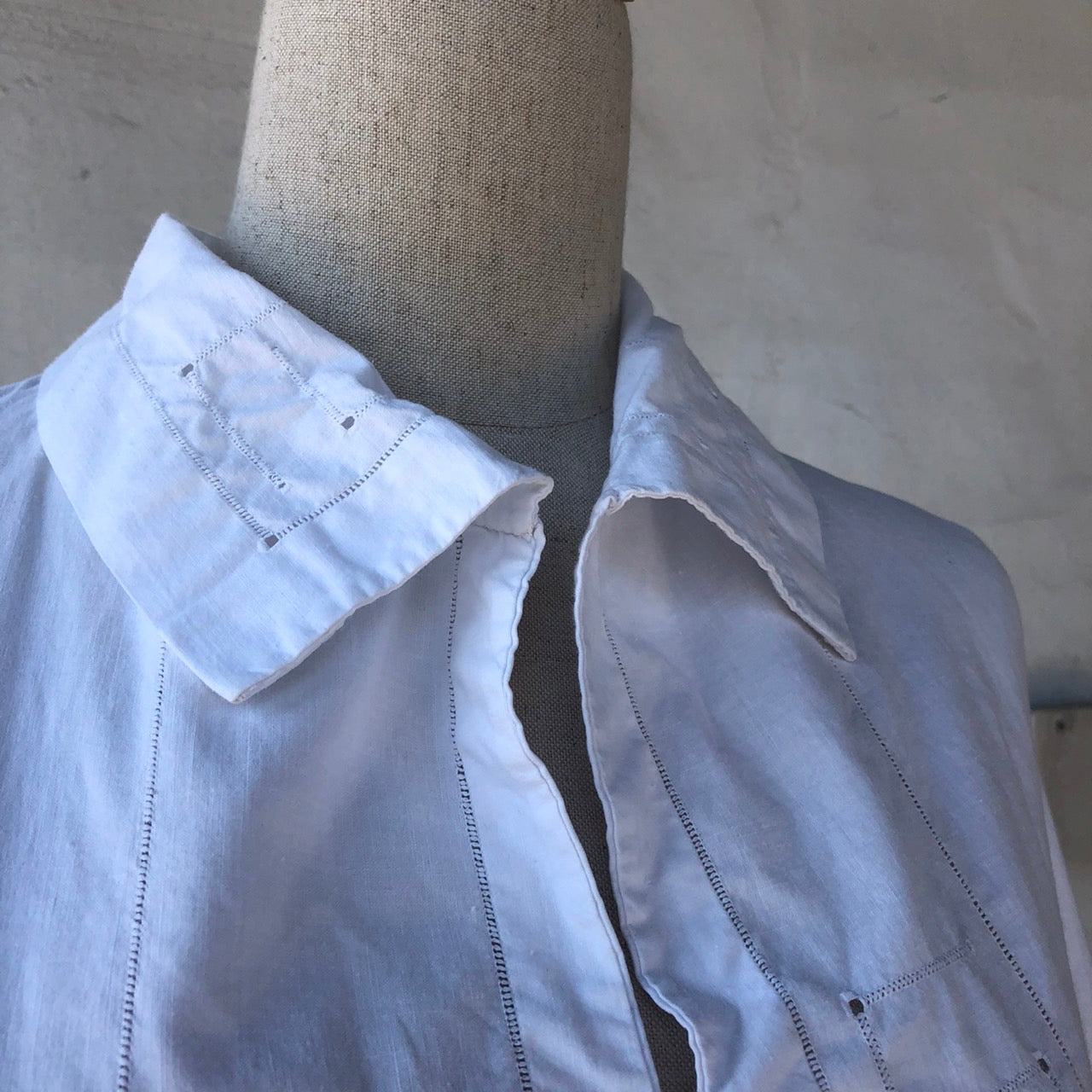 Euro Vintage(ヨーロッパヴィンテージ) Doko_フレンチコットンシャツロングワンピース 表記なし(Мサイズ程度) ホワイト