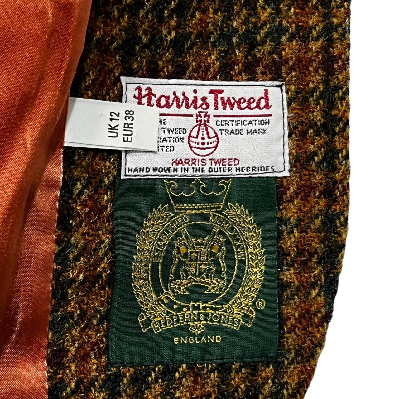 REDFERN(レッドファーン) 80's ”Harris Tweed” ヴィンテージ ツイード 3B ジャケット EUR38(M程度) ブラウン ハリスツイード
