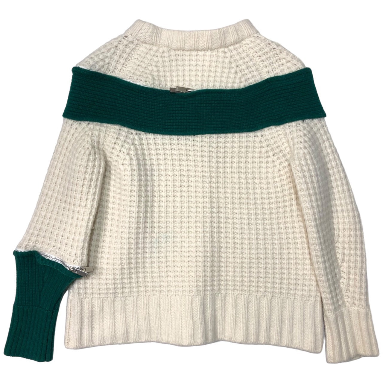 sacai(サカイ) 19AW zip attachment knit ジップ アタッチメント ニット プルオーバー 19-04591 SIZE 1(S) アイボリー×グリーン