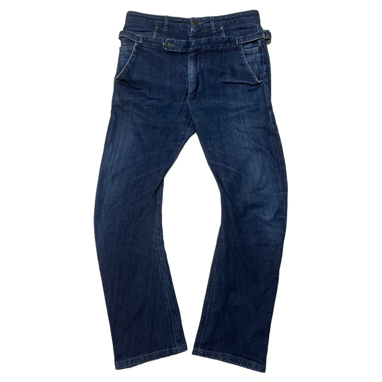 JOHN GALLIANO(ジョンガリアーノ) 00's double waist denim pants ダブル ウエスト バナナ デニム パンツ レイヤード ギミック 46(M程度) インディゴ archive アーカイブ