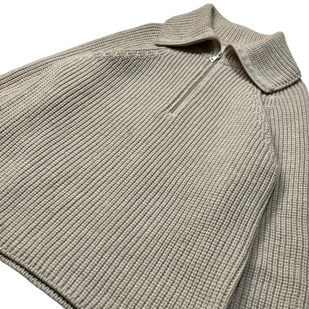 URU(ウル) half zip knit ハーフジップ ニット セーター ローゲージ 厚手 ウール カシミヤ シルク 17FUK03 FREE アイボリー
