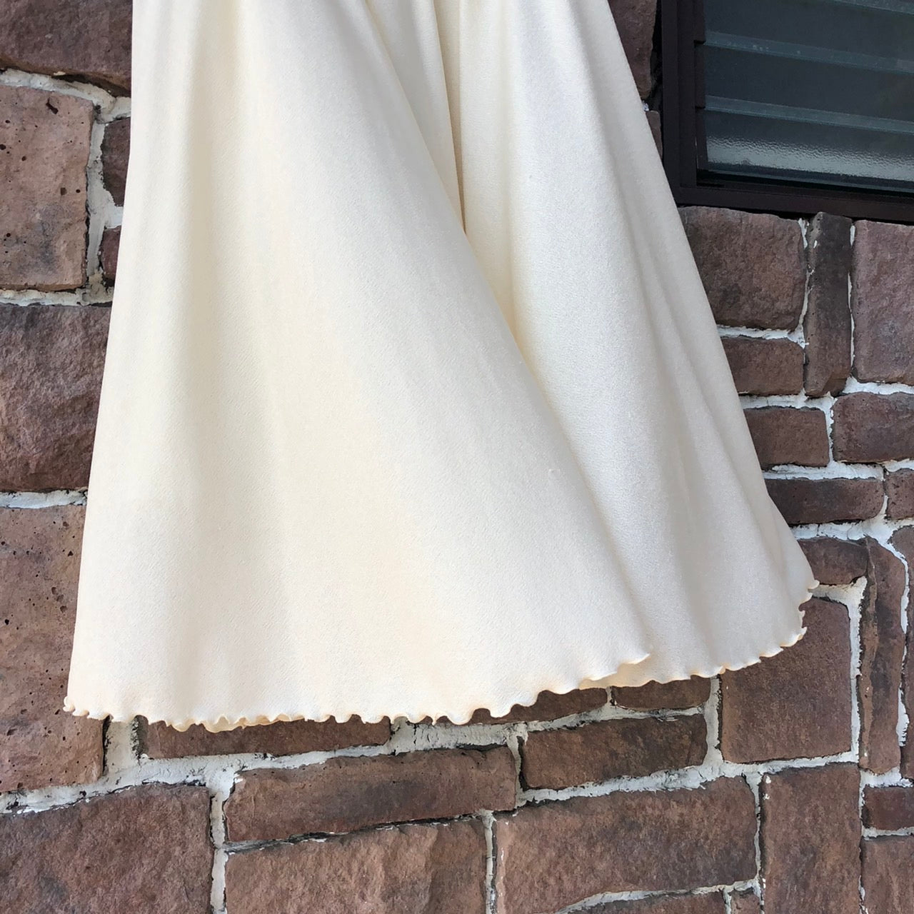 Euro Vintage(ヨーロッパヴィンテージ) Fuwari_裾フリル膝丈スカート 42(Lサイズ程度) ホワイト