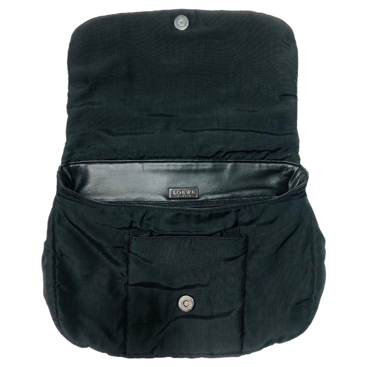 LOEWE(ロエベ) 00's leather strap nylon shoulder bag/レザーストラップナイロンショルダーバッグ/ヴィンテージ ブラック