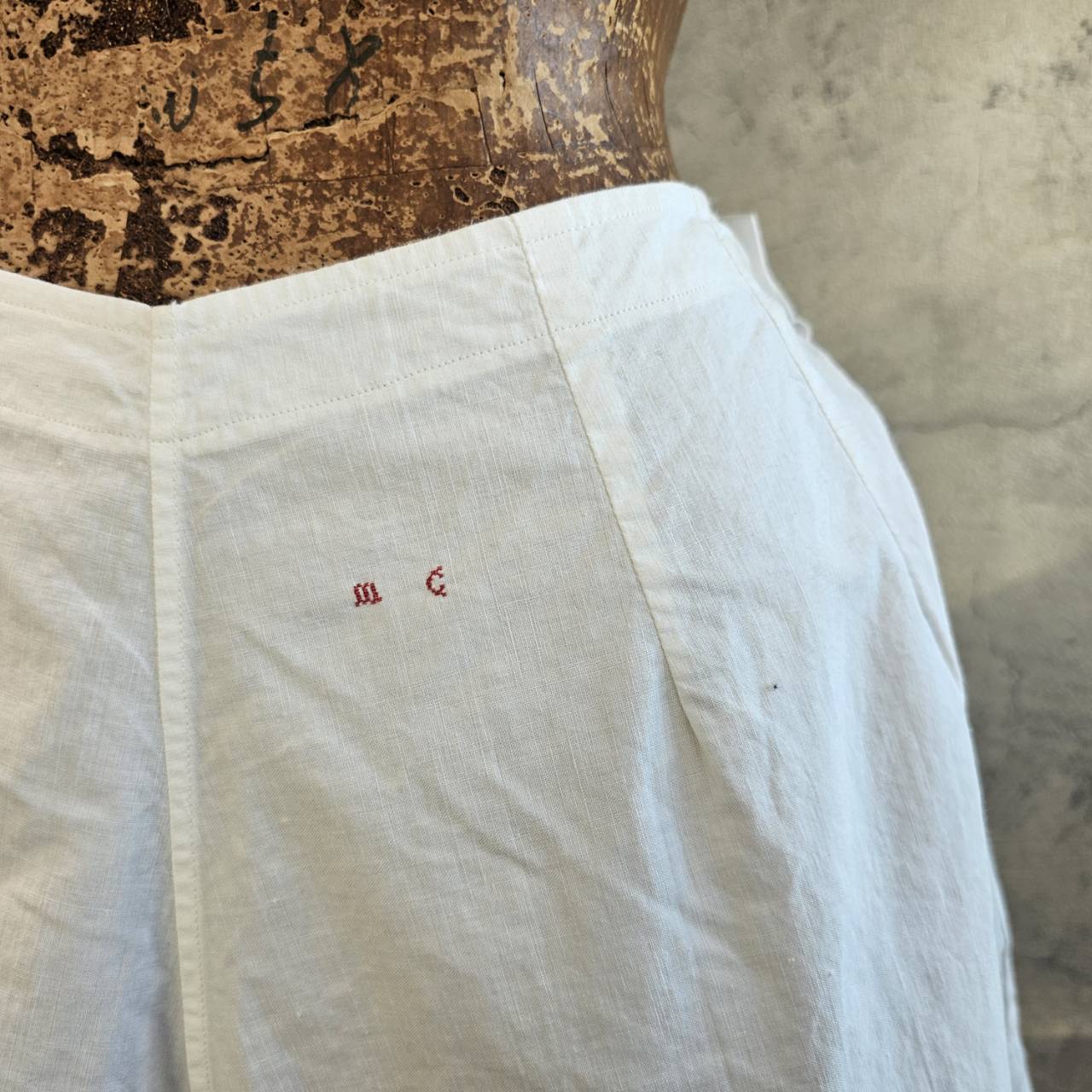 Euro Vintage(ヨーロッパヴィンテージ) Rain drops_10'~20's french cotton drawers shorts/フレンチコットンドロワーズハーフパンツ 表記なし(Sサイズ程度) ホワイト