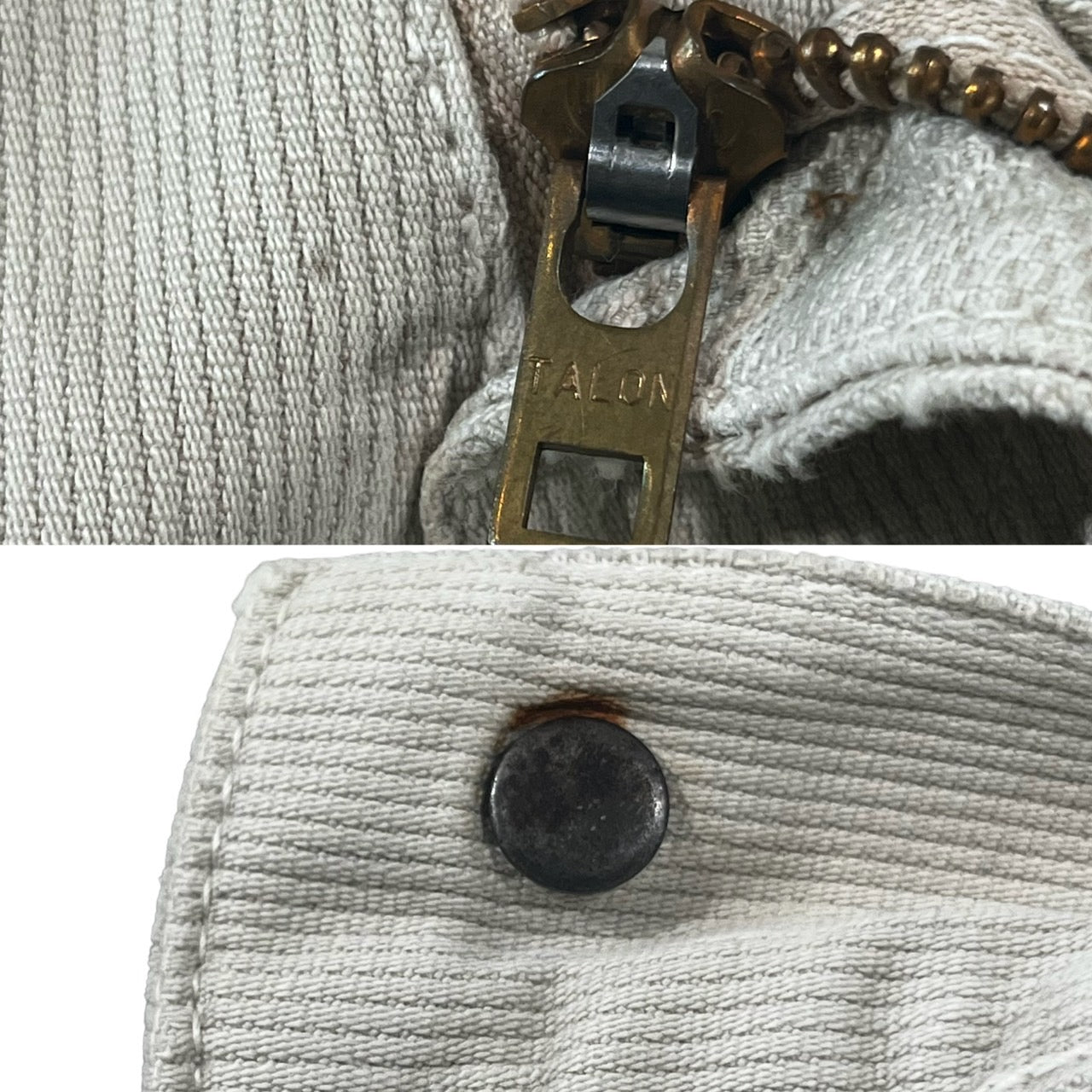 Levi's(リーバイス) 60's コットンパンツ/ホワイトデニムパンツ/ピケパンツ 表記無し(W29程度) ホワイト TALONジップ/裏ボタン無地刻印/シングルステッチ/BIGE/Vステッチ/均等V/60年代