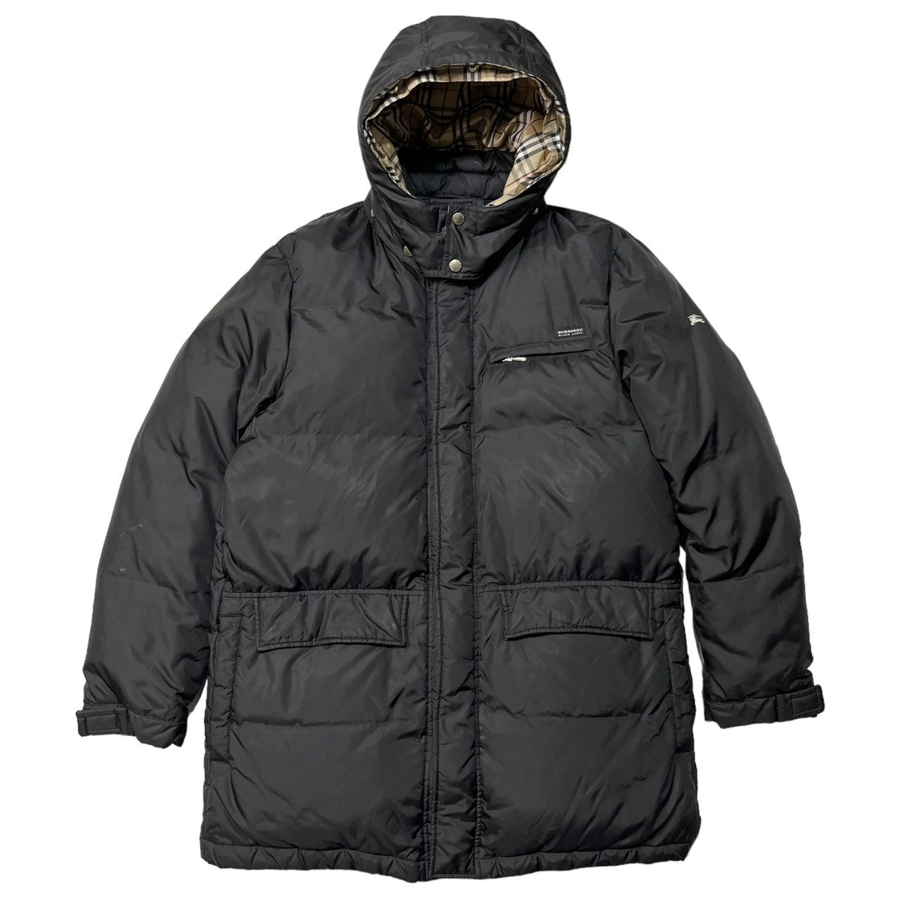 BURBERRY BLACK LABEL(バーバリーブラックレーベル) ノバチェック フード付き ダウンコート BMP03-538-09 L ブラック