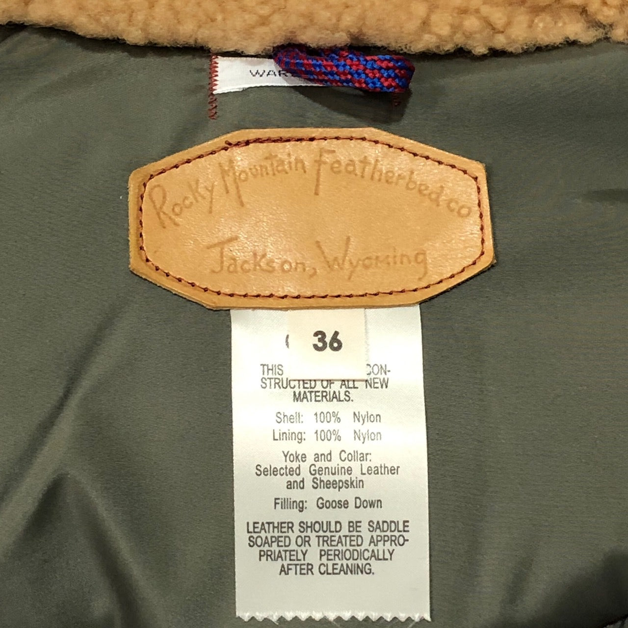 Rocky Mountain FeatherBed×WAREHOUSE(ロッキーマウンテンフェザーベッド×ウエアハウス) NYLON CHRISTY VEST/ナイロンクリスティーベスト/レザー切替ダウンベスト 450-492-72 36(S程度) ブラウン×オレンジ 限定モデル/Lot 2198