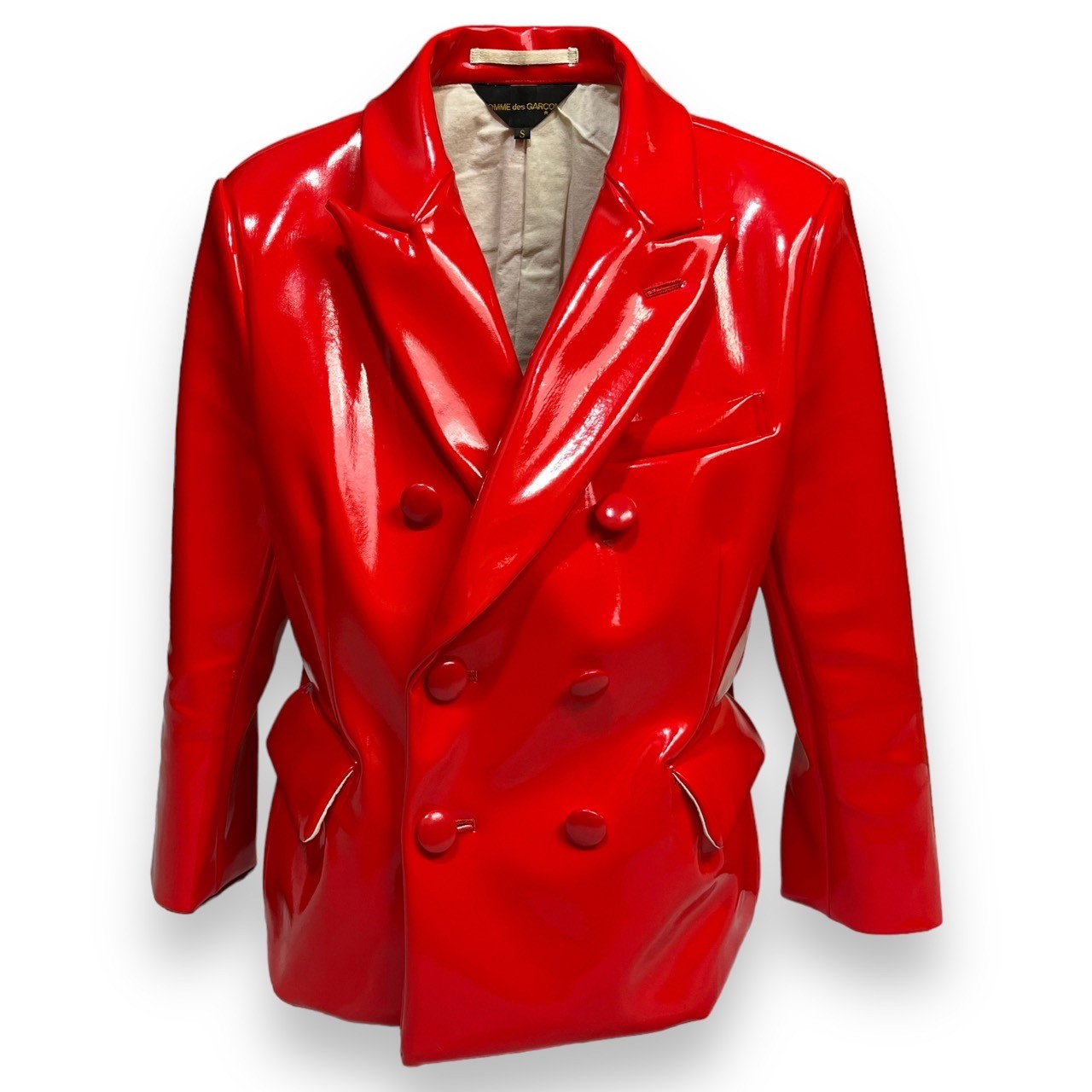 COMME des GARCONS(コムデギャルソン) 18SS Enamel double-breasted jacket エナメル エコ レザー ダブル ジャケット テーラード GA-J024 S レッド AD2017