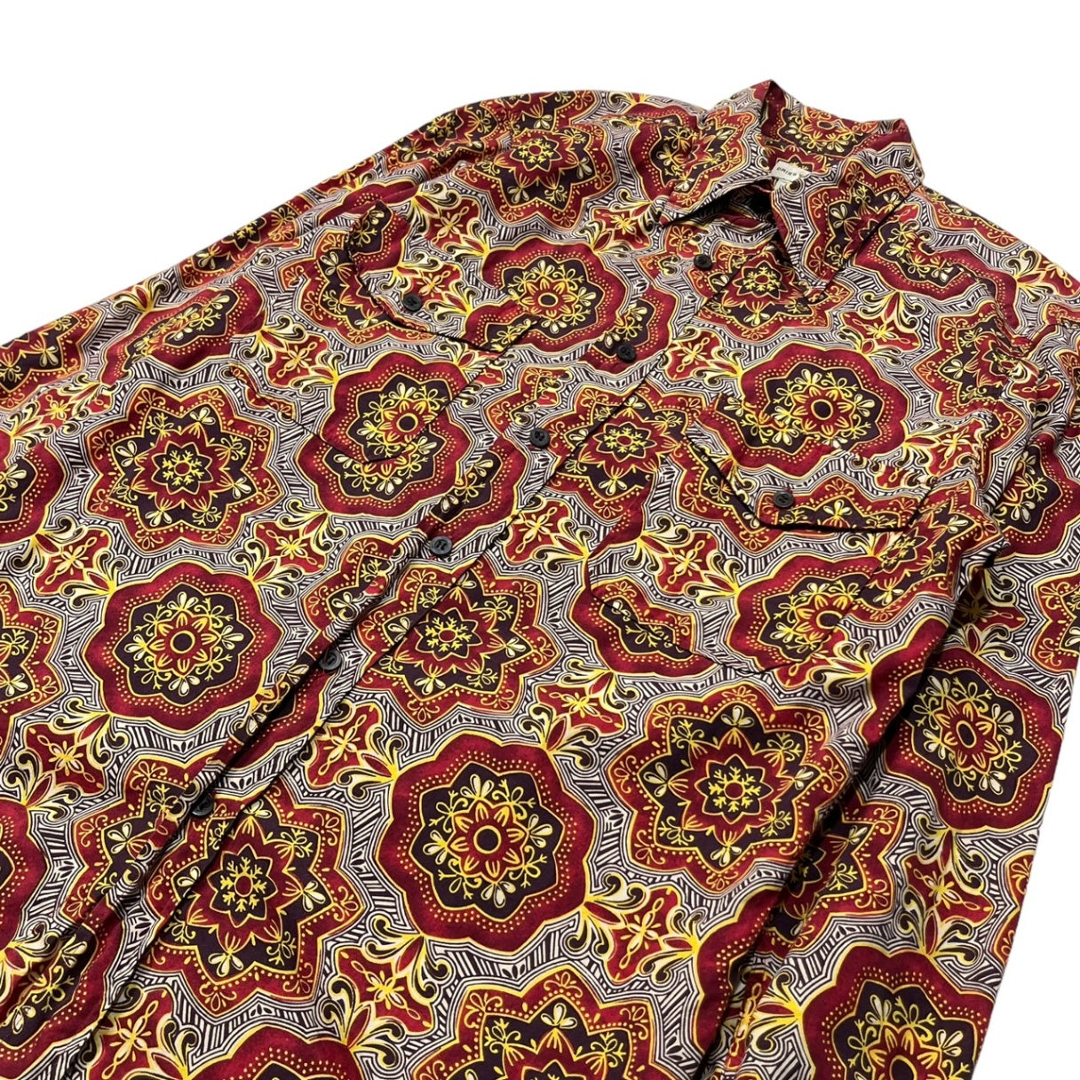 DRIES VAN NOTEN(ドリスヴァンノッテン) oriental allover pattern long sleeve cotton shirt オリエンタル 総柄 長袖 コットンシャツ SIZE 48(M) レッド