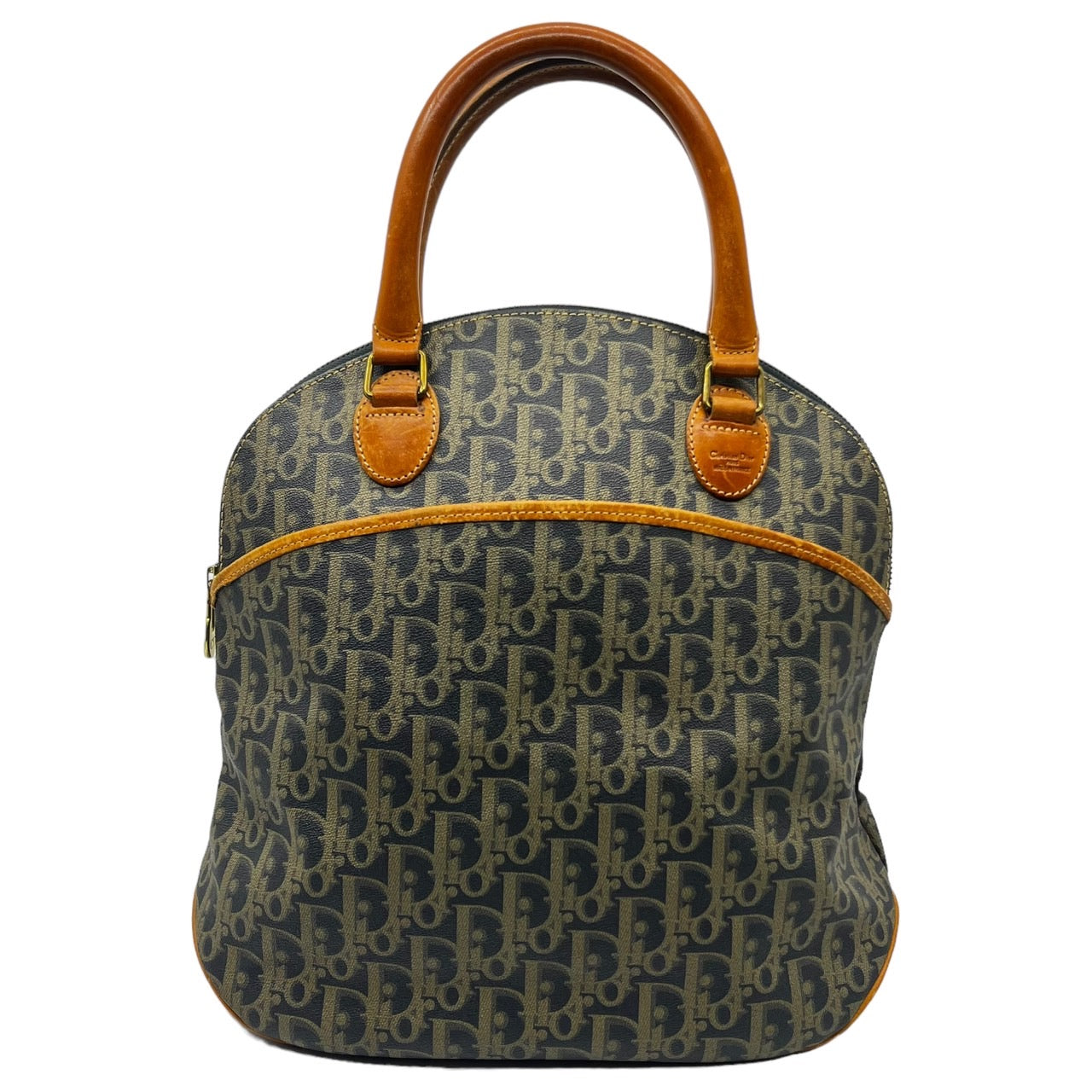 Christian Dior(クリスチャンディオール) vintage trotter bugatti bag/トロッター柄ヴィンテージハンドバッグ/ブガッティ ダークネイビー×ブラウン OLD DIOR/80年代~90年代/稀少