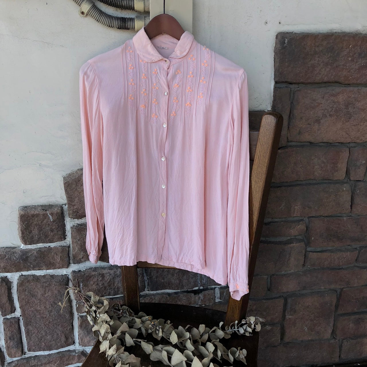 Euro Vintage(ヨーロッパヴィンテージ) Memory_ビジューシャツ 表記なし(Mサイズ程度) ピンク