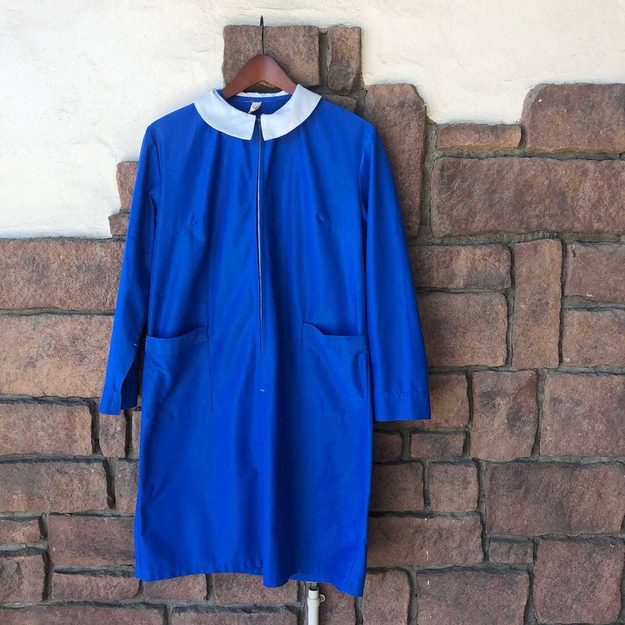 VINTAGE(ヴィンテージ) ヴィンテージフロントジップワンピース 表記なし(Mサイズ程度) ブルー