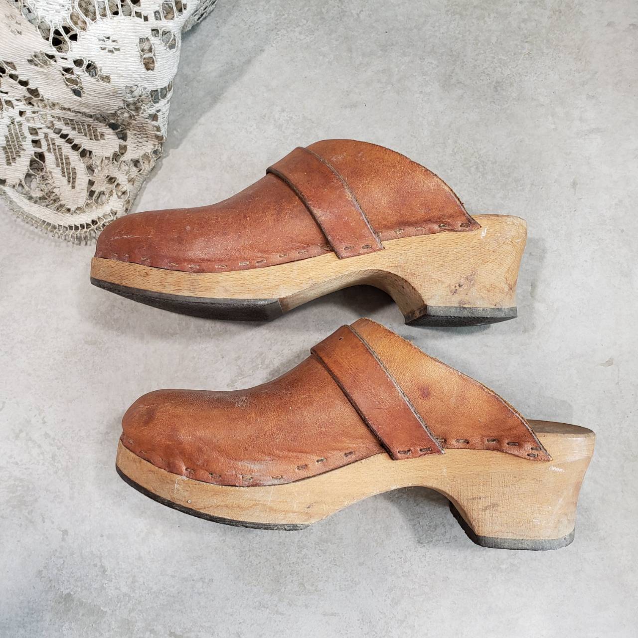 Euro Vintage(ヨーロッパヴィンテージ) POKAPOKA_レザーサボサンダル 表記なし(20~21cm程度) ブラウン