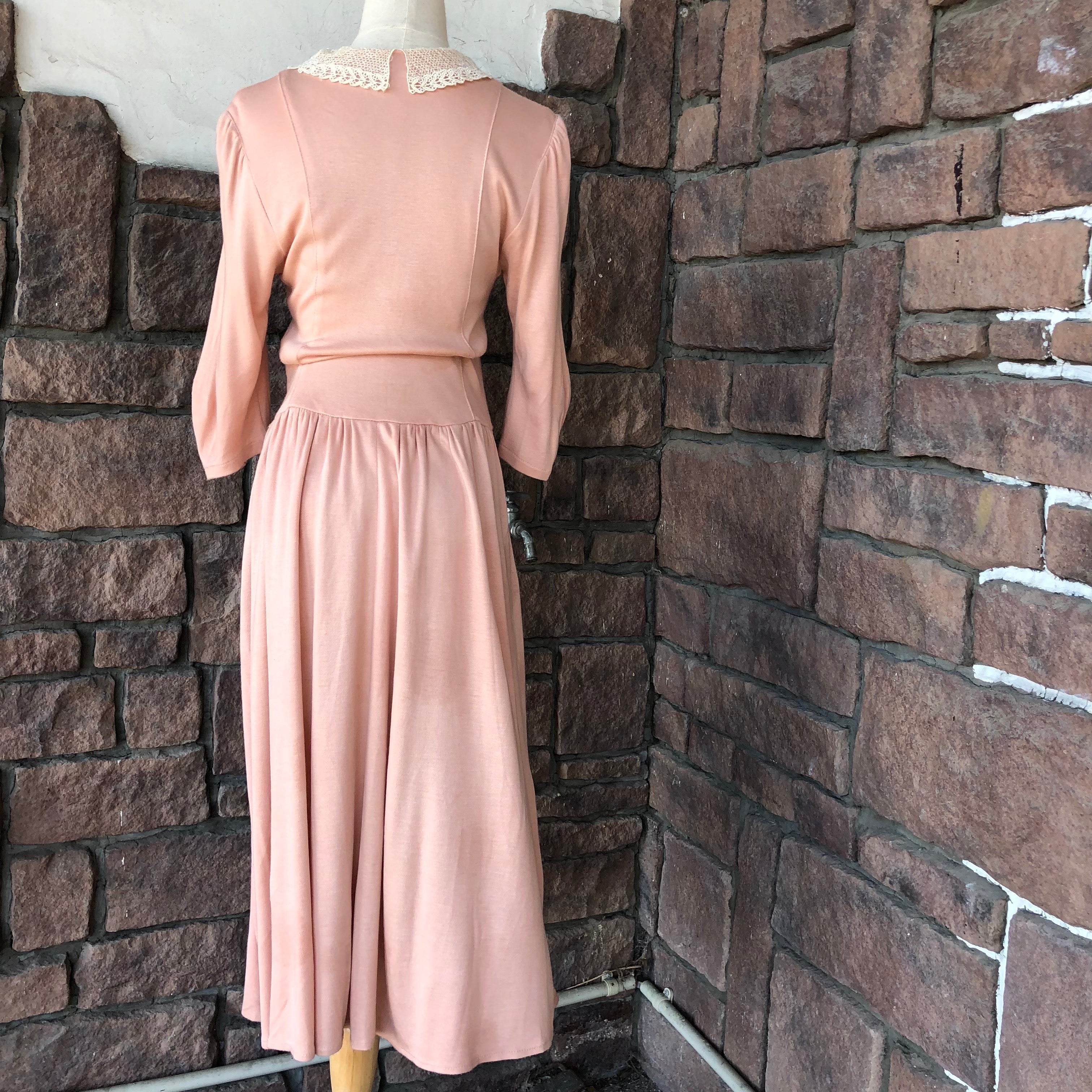 Euro Vintage(ヨーロッパヴィンテージ) Peal_襟付きおすましワンピース 1(Mサイズ程度) ピンク