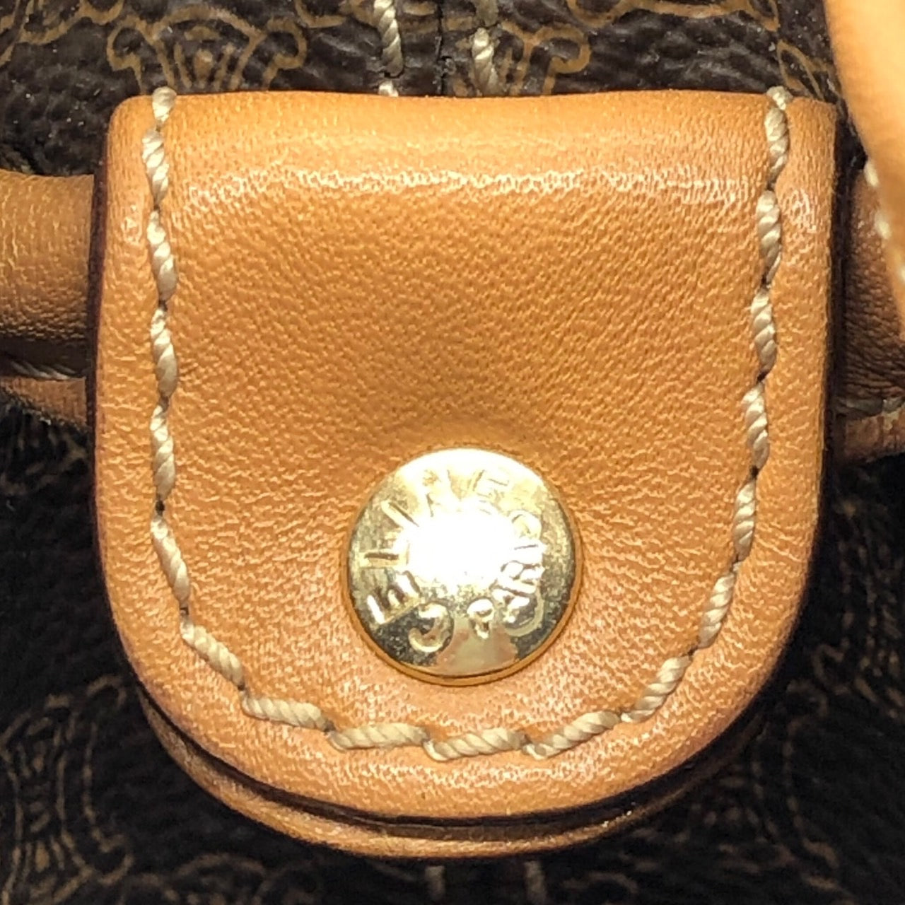 CELINE(セリーヌ) マカダム柄 巾着 トートバッグ 肩掛け ショルダーバッグ レザー バケツ型 M08 ブラウン OLD CELINE オールドセリーヌ ヴィンテージ