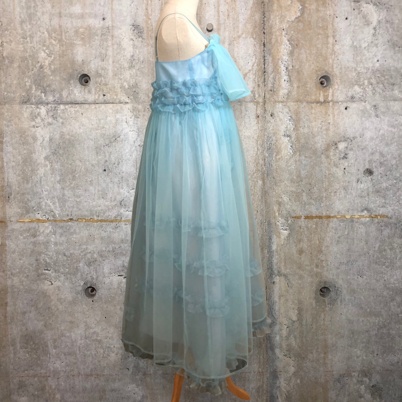 CEREAL(シリアル) 23SS JERRYFISH DRESS/ジェリーフィッシュ/フリルチュールキャミソールティアードワンピース c23105 FREE サックスブルー 完売品