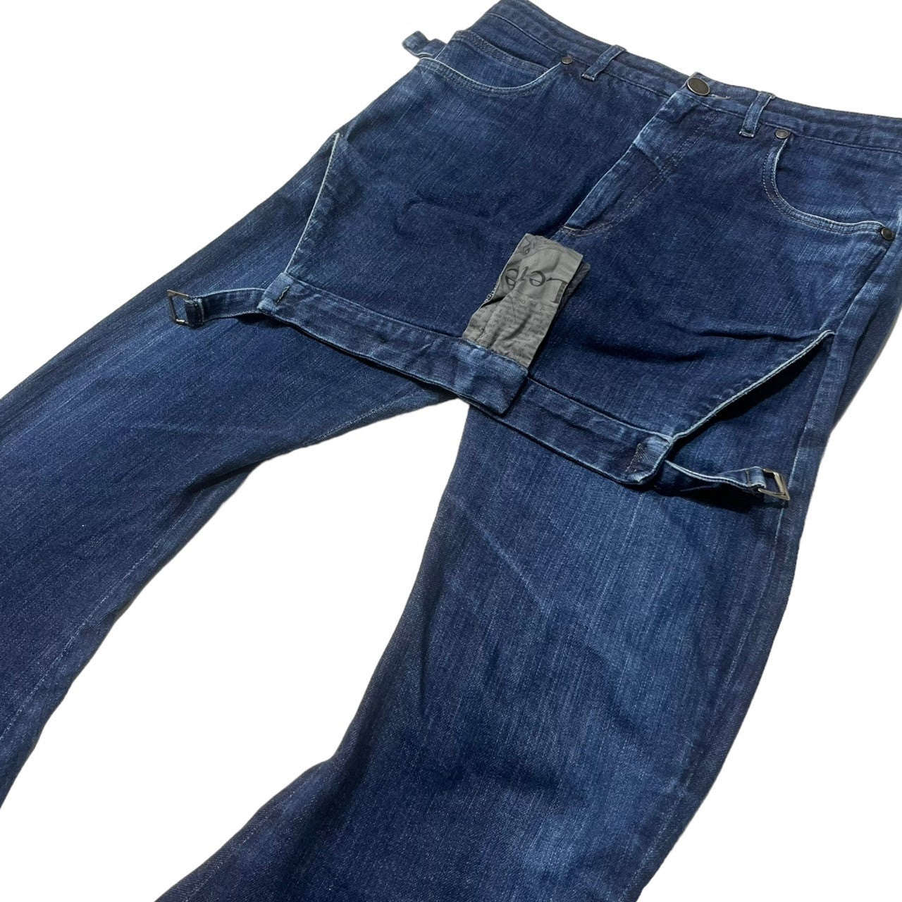 JOHN GALLIANO(ジョンガリアーノ) 00's double waist denim pants ダブル ウエスト バナナ デニム パンツ レイヤード ギミック 46(M程度) インディゴ archive アーカイブ