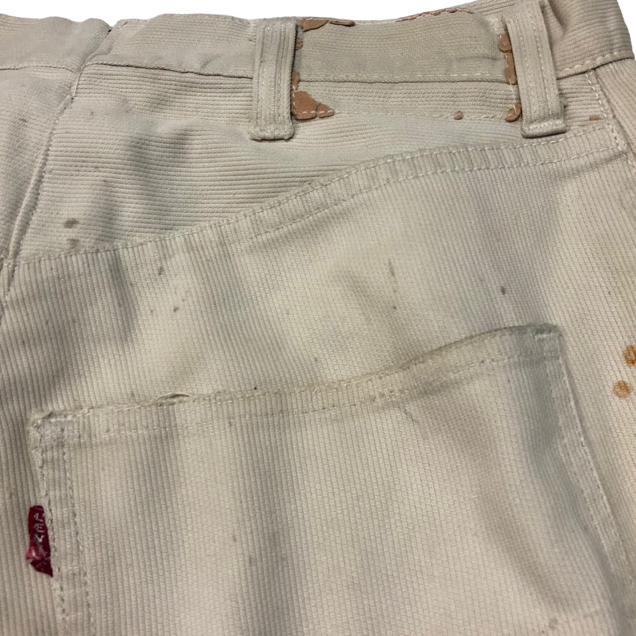 Levi's(リーバイス) 60's コットンパンツ/ホワイトデニムパンツ/ピケパンツ 表記無し(W29程度) ホワイト TALONジップ/裏ボタン無地刻印/シングルステッチ/BIGE/Vステッチ/均等V/60年代