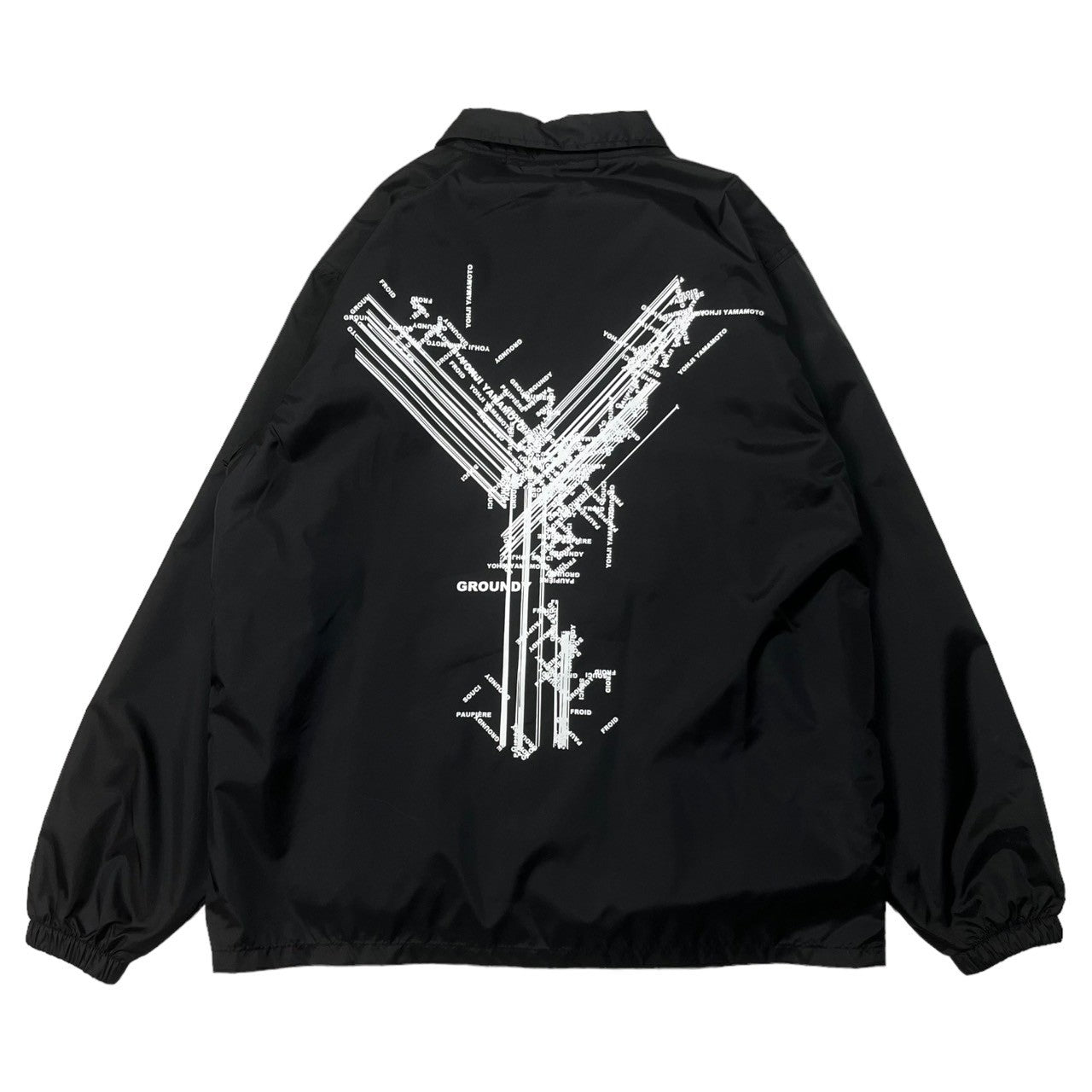 Ground Y(グラウンドワイ) Veste COACH "Y" GRAPHIC NYLON TAFFETA JACKET Yグラフィック コーチジャケット GA-J54-600 SIZE 3(L) ブラック×ホワイト