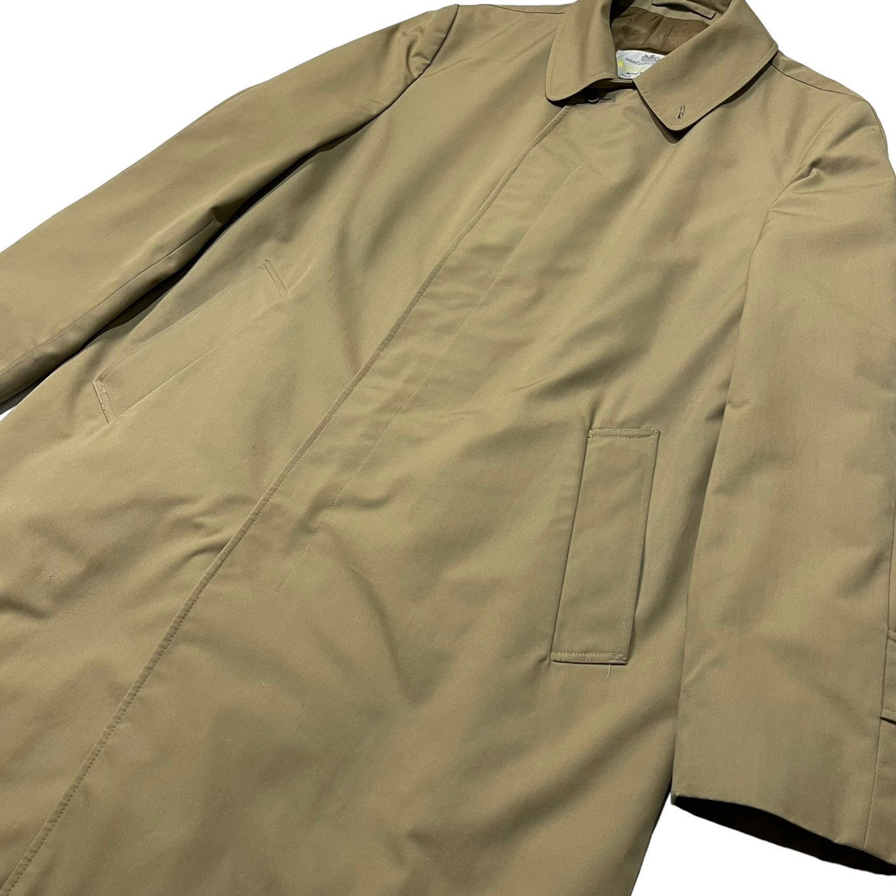 Aquascutum(アクアスキュータム) 80's Aqua 5 Balmacaan Coat アクア5 バルマカーンコート シングル トレンチ 80年代 ヴィンテージ SIZE M~L程度 ベージュ ポリ×コットンタイプ