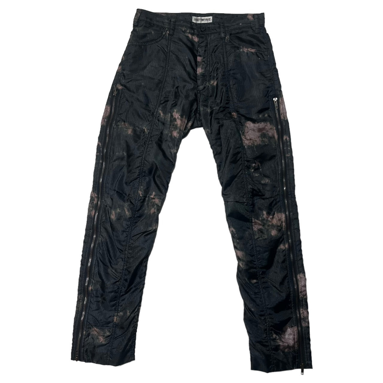 ISSEY MIYAKE(イッセイミヤケ) 98AW vintage bleached parachute pants/ヴィンテージ脱色加工パラシュートパンツ/90年代/アーカイブ/ジップ IM84-FF927 SIZE S ブラック×パープル