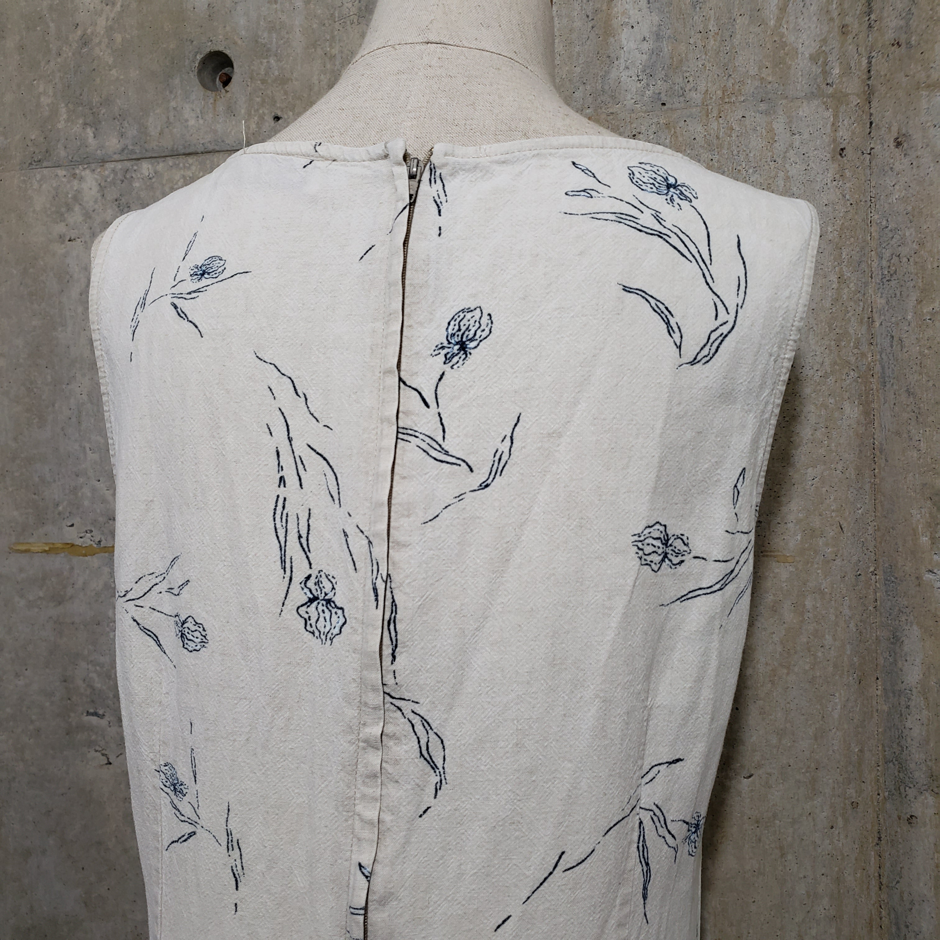 Euro Vintage(ヨーロッパヴィンテージ) Botanical_ノースリーブワンピース 44(Lサイズ程度) ベージュ