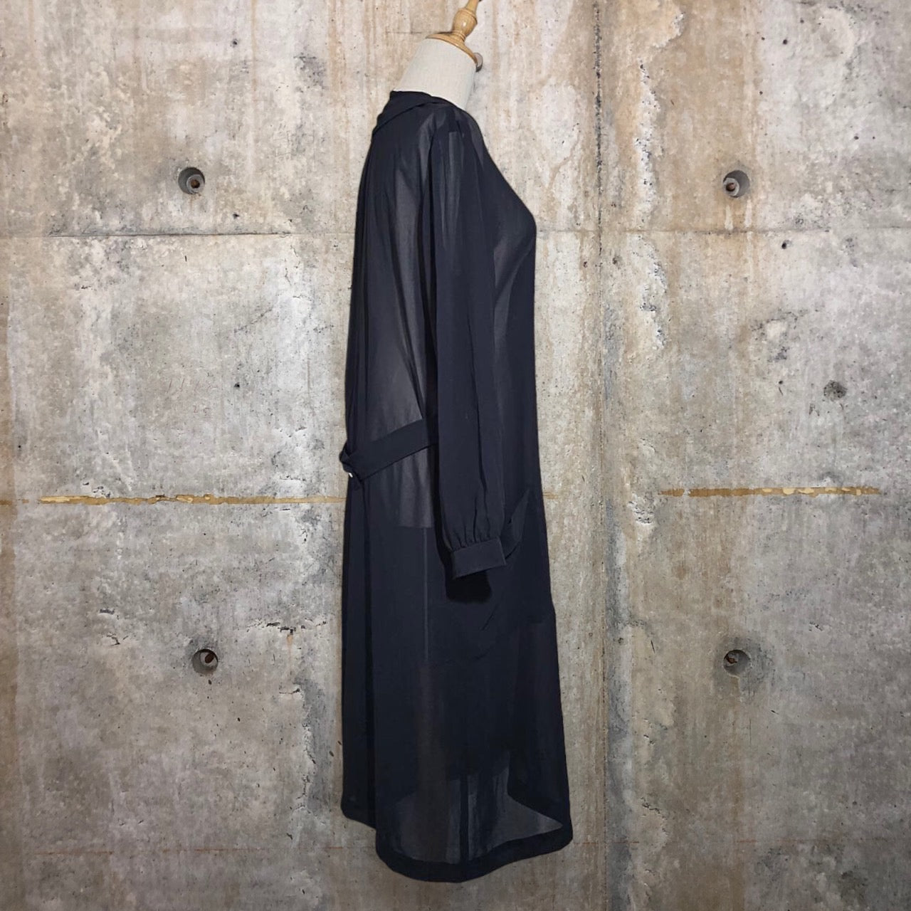 robe de chambre COMME des GARCONS(ローブドシャンブルコムデギャルソン) 90's See-through long coat/シースルーロングコート/ワンピース/川久保玲 RO-100080 SIZE FREE ブラック AD1994